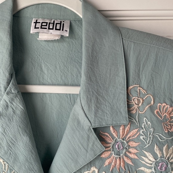 Vintage Teddi Embroidered Floral Blouse - large Y2K - Picture 2 of 6